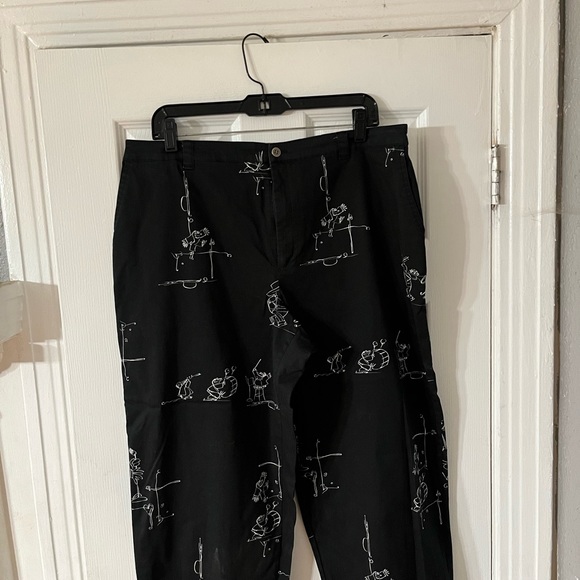 Chico's Bird & Frog Print Capri Pants  Size 3 Xl 16 Us Black/white, Zip Up, - Picture 15 of 16